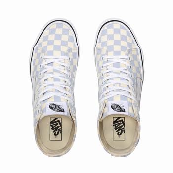 Damske Kotnikove Tenisky Vans Checkerboard Sk8-Hi Tapered Modre/Biele VA52CQSVB